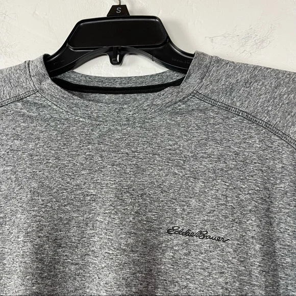 Eddie Bauer Shirt Knit Short Sleeve Tee Top Marled Heather‎ Gray Motion Athletic - Picture 5 of 7